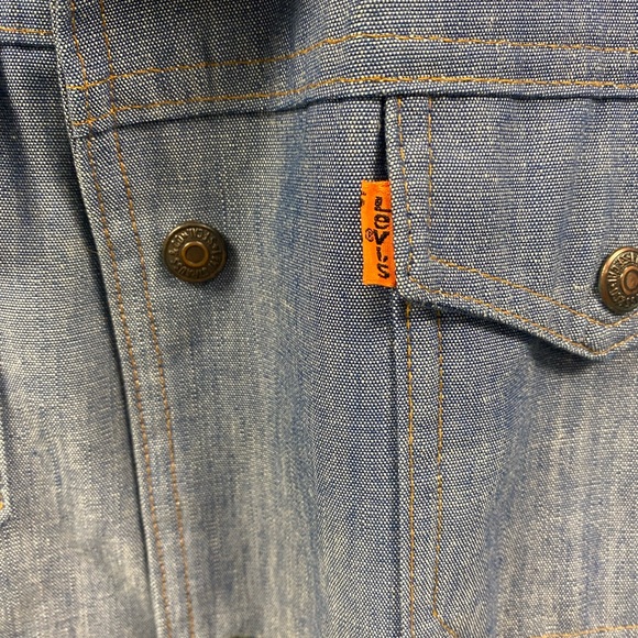 Vintage 70’s Levis Chambray Jacket Button Levis Oren Tag Trucker Sherpa Jacket - Picture 3 of 11